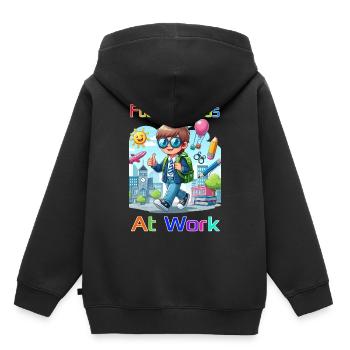 Le futur génie à l’œuvre - Sweat Premium à capuche enfant bio - noir - Dos - AI Model Kid Male (0cm)