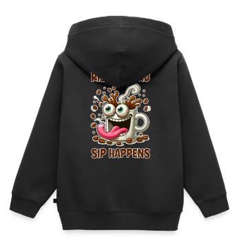 Levez-vous et broyez, sirotez - Sweat Premium à capuche enfant bio - noir - Dos - AI Model Kid Male (0cm)
