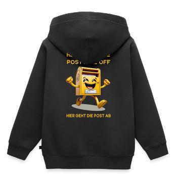 Voici le courrier postal. C’est là que va le courrier - Sweat Premium à capuche enfant bio - noir - Dos - AI Model Kid Male (0cm)