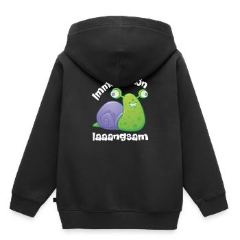 immer schoen langsam mit lustiger Schnecke - Kinder Premium Organic Hoodie - Schwarz - Hinten - AI Model Kid Male (0cm)