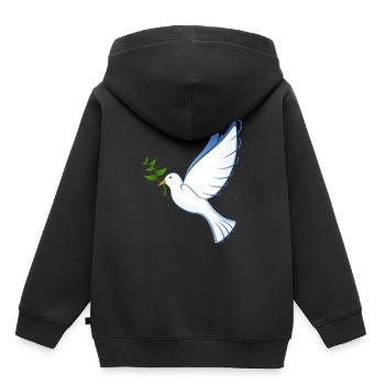 Wunderschöne weisse Taube - Kinder Premium Organic Hoodie - Schwarz - Hinten - AI Model Kid Male (0cm)
