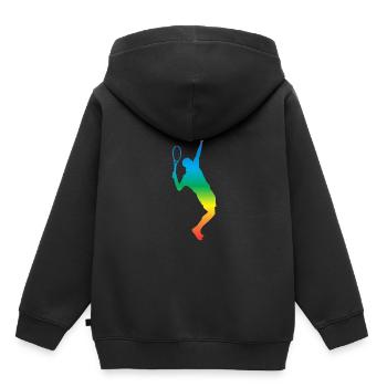 Tennis - Kinder Premium Organic Hoodie - Schwarz - Hinten - AI Model Kid Male (0cm)