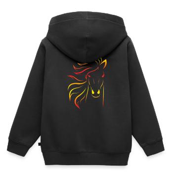 Reitpony, Schimmel, Schimmelchen, Stute - Kinder Premium Organic Hoodie - Schwarz - Hinten - AI Model Kid Male (0cm)