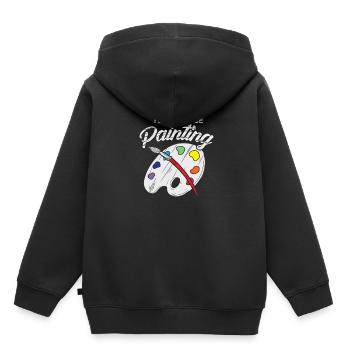 Artiste peintre brosses cadeau palette mixte - Sweat Premium à capuche enfant bio - noir - Dos - AI Model Kid Male (0cm)