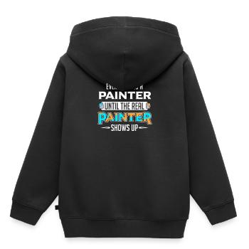 Peintre artiste pinceau peinture peut peinture - Sweat Premium à capuche enfant bio - noir - Dos - AI Model Kid Male (0cm)