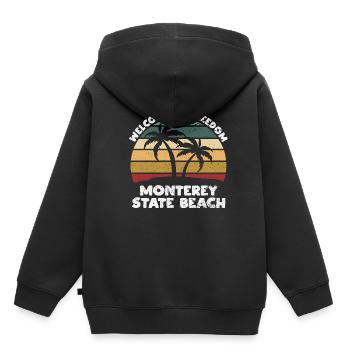 Monterey State Beach Bienvenue en Californie estivale - Sweat Premium à capuche enfant bio - noir - Dos - AI Model Kid Male (0cm)