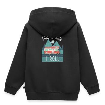 Voilà comment je roule camping vacances camp tente voyage - Sweat Premium à capuche enfant bio - noir - Dos - AI Model Kid Male (0cm)