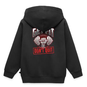 Get Fit Don't Quit Fitness Gym Training Motivation - Kinder Premium Organic Hoodie - Schwarz - Hinten - AI Model Kid Male (0cm)