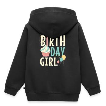 Fille d'anniversaire - Sweat Premium à capuche enfant bio - noir - Dos - AI Model Kid Male (0cm)