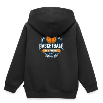 Basketball Ball Équipe sportive Basketball Team - Sweat Premium à capuche enfant bio - noir - Dos - AI Model Kid Male (0cm)