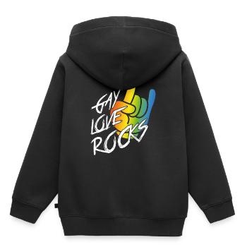 L’amour gay déchire - Sweat Premium à capuche enfant bio - noir - Dos - AI Model Kid Male (0cm)