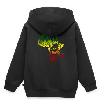 Afrique Lion De Juda Reggae Musique Rasta Rastafari - Sweat Premium à capuche enfant bio - noir - Dos - AI Model Kid Male (0cm)