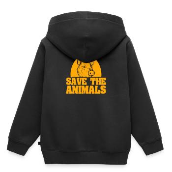 Animal bien-être animal animal cochon animal - Sweat Premium à capuche enfant bio - noir - Dos - AI Model Kid Male (0cm)
