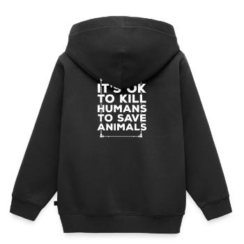 Tierschutz - Kinder Premium Organic Hoodie - Schwarz - Hinten - AI Model Kid Male (0cm)