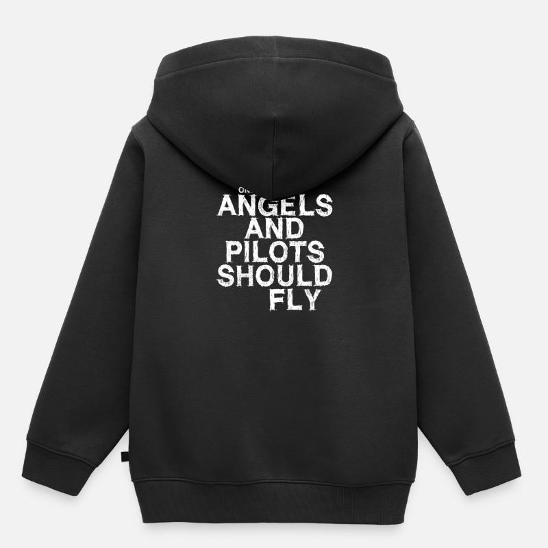 Seuls les anges et les pilotes devraient voler - Sweat Premium à capuche enfant bio - noir