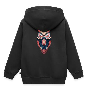 Eule Cartoon Zeichnung Zeichentrick Tiere Comic - Kinder Premium Organic Hoodie - Schwarz - Hinten - AI Model Kid Male (0cm)