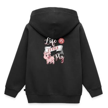 Schwein - Kinder Premium Organic Hoodie - Schwarz - Hinten - AI Model Kid Male (0cm)