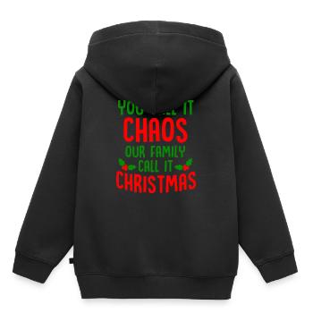 Vous l'appelez chaos nous cadeau de noel - Sweat Premium à capuche enfant bio - noir - Dos - AI Model Kid Male (0cm)