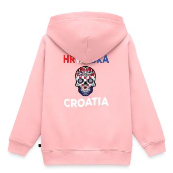 Kroatien - Kinder Premium Organic Hoodie - Rosa - Hinten - AI Model Kid Female (0cm)