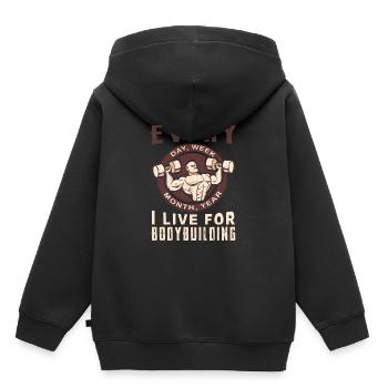 body building - Kids Premium Organic Hoodie - black - Back - AI Model Kid Male (0cm)