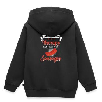 Saucissons thérapie - Sweat Premium à capuche enfant bio - noir - Dos - AI Model Kid Male (0cm)