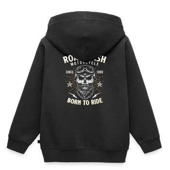 Motocycliste chopper - Sweat Premium à capuche enfant bio - noir - Dos - AI Model Kid Male (0cm)