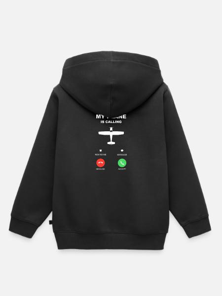 flugzeug anruf pilot fliegen - Kinder Premium Organic Hoodie - Schwarz