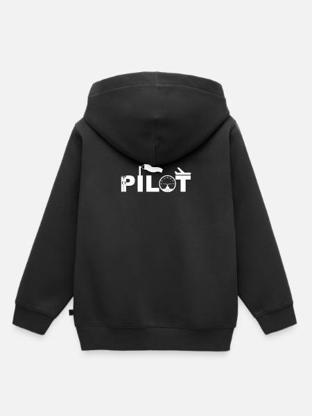 pilot luftfahrt flugzeug landebahn aviation - Kinder Premium Organic Hoodie - Schwarz