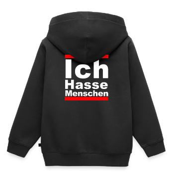 Ich Hasse Menschen - Kinder Premium Organic Hoodie - Schwarz - Hinten - AI Model Kid Male (0cm)