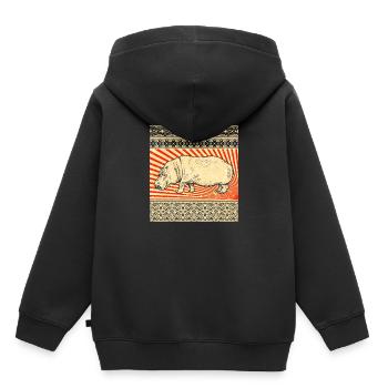 Flusspferd Nilpferd Hippo - Kinder Premium Organic Hoodie - Schwarz - Hinten - AI Model Kid Male (0cm)