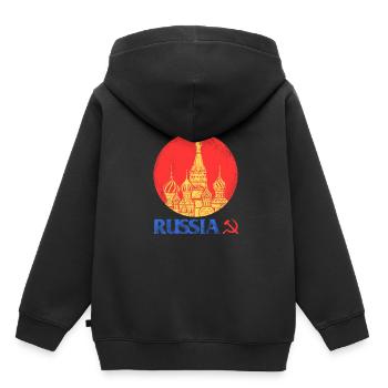 Russland - Kinder Premium Organic Hoodie - Schwarz - Hinten - AI Model Kid Male (0cm)