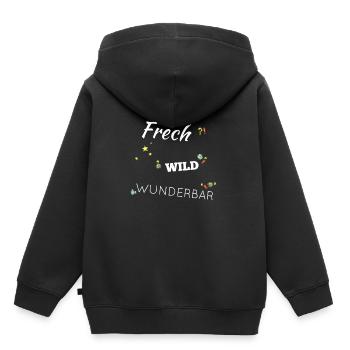 Frech Sauvage femmes Chemise - Sweat Premium à capuche enfant bio - noir - Dos - AI Model Kid Male (0cm)