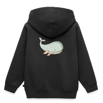 Whale - Kids Premium Organic Hoodie - black - Back - AI Model Kid Male (0cm)
