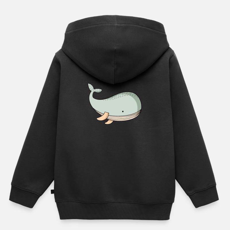 Baleine - Sweat Premium à capuche enfant bio - noir