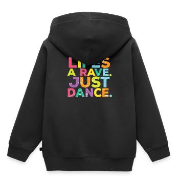 Techno Raver Raver - Kinder Premium Organic Hoodie - Schwarz - Hinten - AI Model Kid Male (0cm)