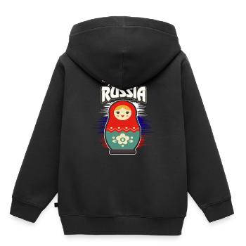 Russie - Sweat Premium à capuche enfant bio - noir - Dos - AI Model Kid Male (0cm)
