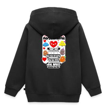 Les noctambules – le café sauve le monde - Sweat Premium à capuche enfant bio - noir - Dos - AI Model Kid Male (0cm)