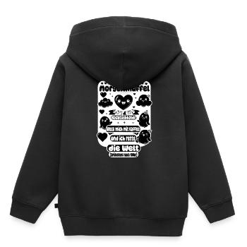 Les noctambules – le café sauve le monde - Sweat Premium à capuche enfant bio - noir - Dos - AI Model Kid Male (0cm)