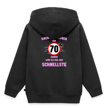 70th Round Birthday Gift Party Saying Idea - Kids Premium Organic Hoodie - black - Back - AI Model Kid Male (0cm)