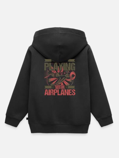 Airplane Aircraft Aviator Pilot - Kinder Premium Organic Hoodie - Schwarz