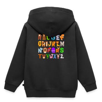 Alphabet animal ABC Alphabet animal allemand - Sweat Premium à capuche enfant bio - noir - Dos - AI Model Kid Male (0cm)