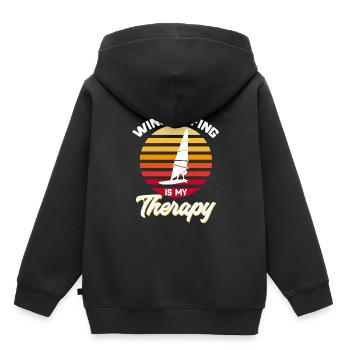 Surfers Windsurfers Le windsurf est ma thérapie - Sweat Premium à capuche enfant bio - noir - Dos - AI Model Kid Male (0cm)