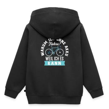 Fahrradfahren - Kinder Premium Organic Hoodie - Schwarz - Hinten - AI Model Kid Male (0cm)