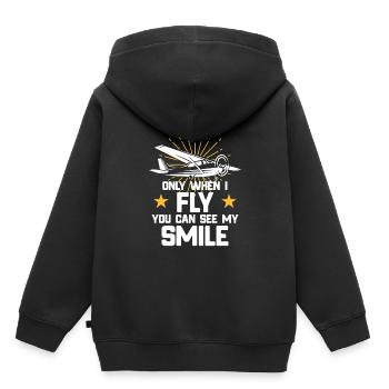 Fliegen - Nur wenn ich fliege Spruch - Kinder Premium Organic Hoodie - Schwarz - Hinten - AI Model Kid Male (0cm)