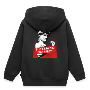You talking to me?! Lustige David Skulptur - Kinder Premium Organic Hoodie - Schwarz - Hinten - AI Model Kid Male (0cm)