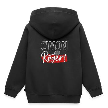 Tennis Player C'Mon Roger Fan Gift - Kinder Premium Organic Hoodie - Schwarz - Hinten - AI Model Kid Male (0cm)