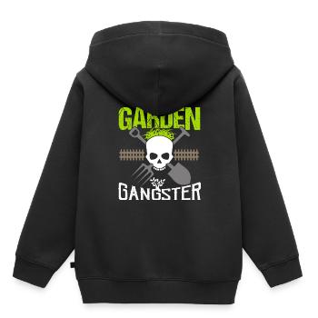 Gangsters de jardin - Sweat Premium à capuche enfant bio - noir - Dos - AI Model Kid Male (0cm)