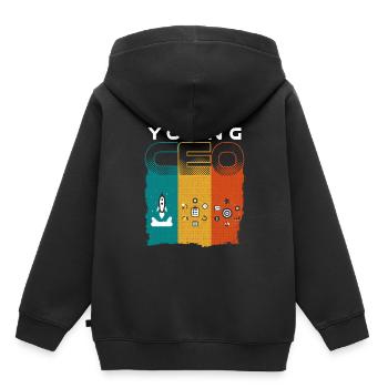 Jeune PDG entrepreneur - Sweat Premium à capuche enfant bio - noir - Dos - AI Model Kid Male (0cm)