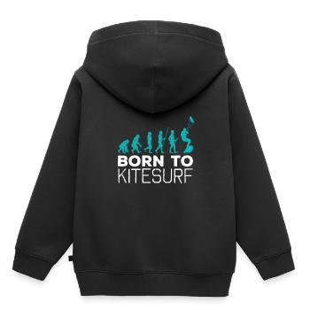 Kitesurfing Evolution Kite Boarding Fan Gift - Sweat Premium à capuche enfant bio - noir - Dos - AI Model Kid Male (0cm)