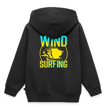 Windsurfing - Kinder Premium Organic Hoodie - Schwarz - Hinten - AI Model Kid Male (0cm)